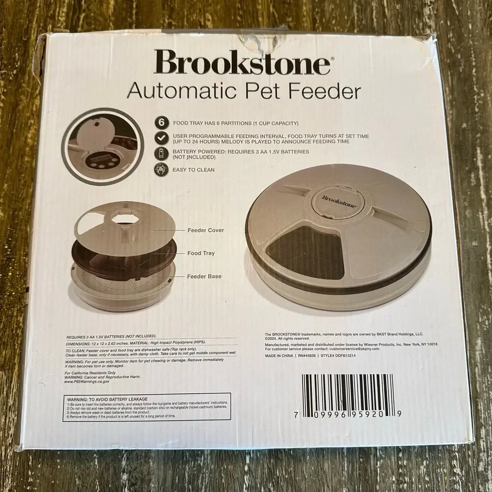 Brookstone Automatic Pet Feeder 6 Partition Battery Powered Small to Medium Dogs